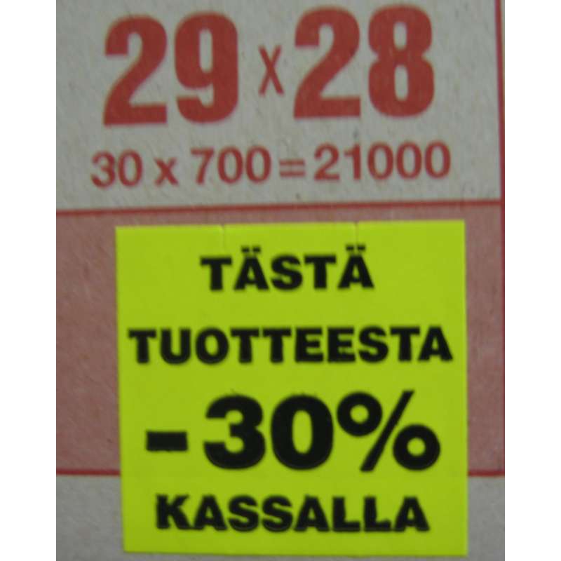 Meto etiketti 29x28 fluorikeltainen -30% /700